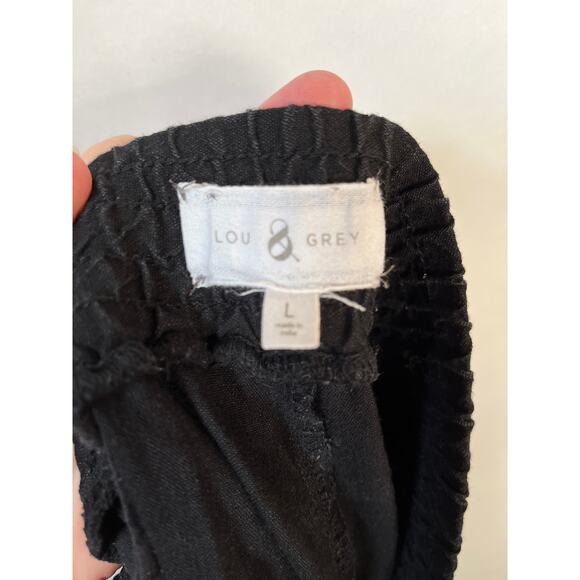 Lou & Grey Black Linen & Viscose Blend Pull On Drawstring Waist Pants Size Large - Picture 5 of 7